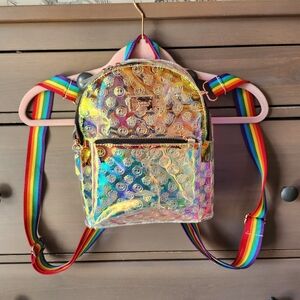 Gabyros Iridescent Holographic Mini Backpack with Rainbow Straps